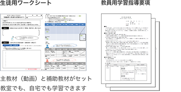 生徒用ワークシート 主教材(動画)と補助教材がセット教室でも、自宅でも学習できます 教員用学習指導要項