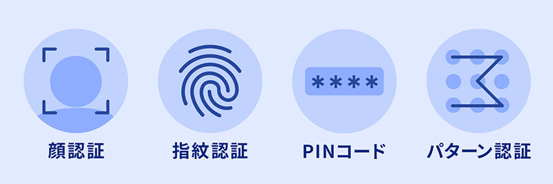 顔認証 指紋認証 PINコード パターン認証
