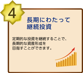 長期にわたって継続投資定期的な投資を継続することで、長期的な資産形成を目指すことができます。